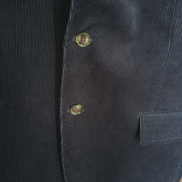 Men retro blue blazer corduroy jacket - Picture 10 of 11